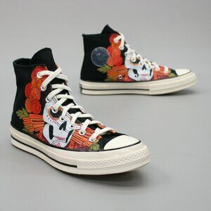 Converse Men's 8 (Ladies 10) Day of the Dead Skull High Shoes Sneakers - 173112C